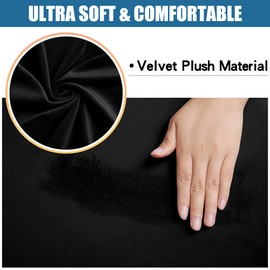 Smiry Velvet Seat Covers for Dining Room Chair Set of 2, Stretch Fit Removable Washable Chair Seat Cushion Protector Slipcovers with Ties, Black