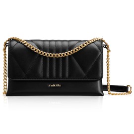 Vulkitty Crossbody Bag for Women Small Shoulder Bag Leather Handbag Flap with Lock Closure Lingge Bag Side Purses Evening Clutch with Gold Chain Strap, Compact Size with 2 Main Compartment