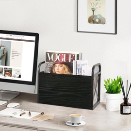 YINMIT Magazine Holder, Magazine Rack Floor, Magazine Storage Basket, Folder Organizer Bin for Books, Newspapers, Tablets (Black)