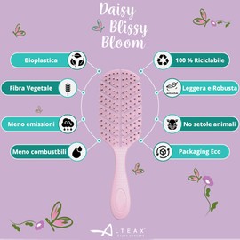 Altéax Daisy Blissy Bloom Detangling Brush for Curly Hair with Anti-Tangle Bristles - Hair Straightening Brush Perfect for Detangling Kids and Adults Hair (Pink)