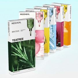 Mediheal Essential Mask Pack 6 Types, 60 Sheets (Tea Tree, Collagen, Hyaluronic Acid, PDRN, Vitamin, Ceramide)