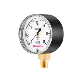 GOATACURA 0-30 Inches of Water Diaphragm Type Low Capsule Pressure Gauge, 2-1/2" Dial Size, 1/4" NPT Lower Mount, with High Accuracy, Zero Adjustable, for Measuring Water Air Pressure…