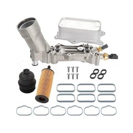Oil Filter Housing with Filter and Cooler - Aluminum - Compatible with 2014-2022 Ram ProMaster 2500 3.6L V6