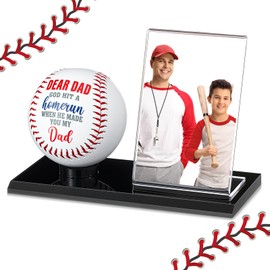 Colingmill Baseball Dad Gifts Picture Frame and Baseball Display Case Set Ball and Card Holder for Parents Dear Dad