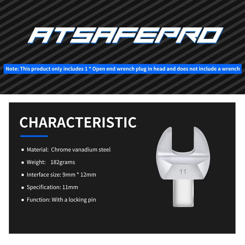 ATsafepro Open-End Socket Tool Torque Open-End Spanner, 9 x 12