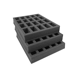 Navara Figure Case Tray Set to carry 60 taller troops on 25mm bases. 60 compartments 35mm deep, each 50mm x 25mm