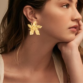GREICHFAN Large Gold Flower Earrings for Women Trendy Statement Earrings Big Floral Dangle Earrings Boho Earrings