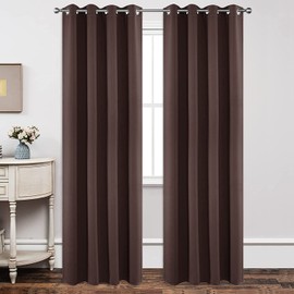 Joydeco Blackout Curtains 90 Inch Length 2 Panels Set, Thermal Insulated Long Curtains& Drapes 2 Burg, Room Darkening Grommet Curtains for Living Room Bedroom Window (W52 x L90 Inch, Chocolate)