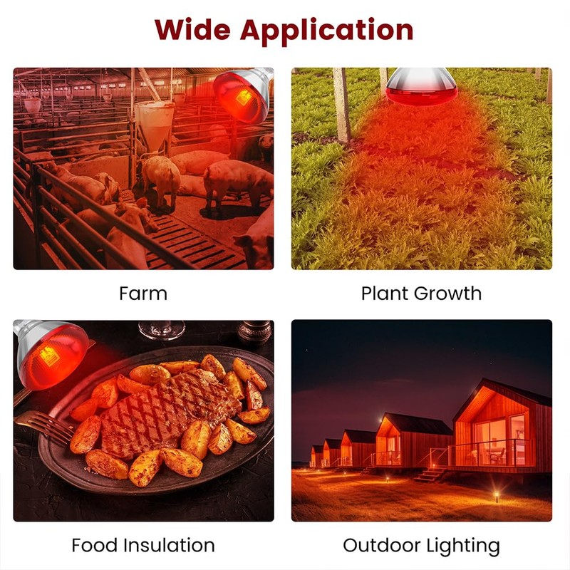 DaToo Infrared Heat Lamp Bulb for Chickens Red Heat Lamp