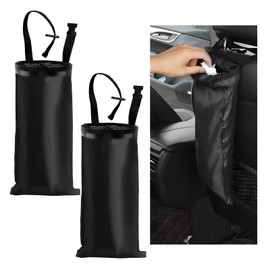JUSTTOP 2PCS Car Trash Bags, Car Trash Can Hanging Seat Back Garbage Bag with Elastic Opening, Washable Auto Headrest Litter Trash Container for Travelling Outdoor Home Use