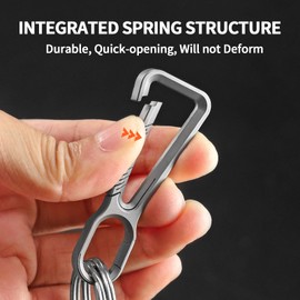 WAPSAT Titanium Keychain Pocket Clip with 2 Stainless Steels Key Rings, Key Carabiner Quick Release EDC Keychain (Stonewashed)