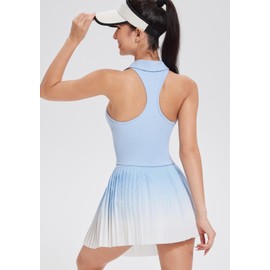 AFZ Tennis Sets for Women Outfit 2 Piece Golf Pickleball Dresses Hight Waisted Skort Sets with Pockets Light Blue