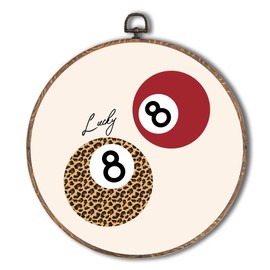 Yorhifa Trendy Leopard Lucky 8 Ball Framed Wall Art, Funky Retro Cheetah Print 8 Ball Round Wall Art, Girls Room Round Walls Decor, Preppy Cheetah Leopard Circle Canvas Artwork Hanging Decor, 10x10in
