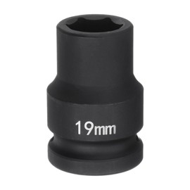 sourcing map 6-Point Impact Socket 3/4" Drive 19mm Metric 40Cr Alloy Steel Spindle Axle Nut Impact Socket