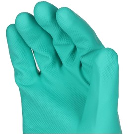 PRO FIT Nitrile Gloves 175 - Chemical Protection Gloves, Household Gloves with Cuffs, Washing Gloves without Latex, Cleaning Gloves - 33 cm, Green, Size 8, 12 Pairs