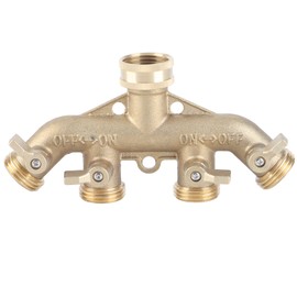 G3/4 Brass 4‑Way Garden Hose Splitter Ball Valve Hose Adapter Water Faucet Valve Connector