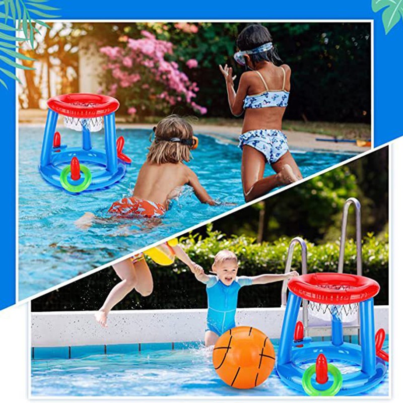 Pool Toys Pool Basketball Hoop Throwing Ring Set Inflatable Floating