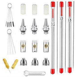 Magicrose 24pcs Airbrush Replacement Parts Kit with Airbrush Nozzle,Needle,Nozzle Cap,Mini Wrench,Cap Protective Sleeve, Airbrush Cleaning Kit Replacement Part