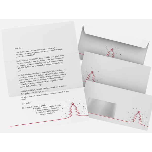 Christmas Letter Paper Set | Red Christmas Tree | 50