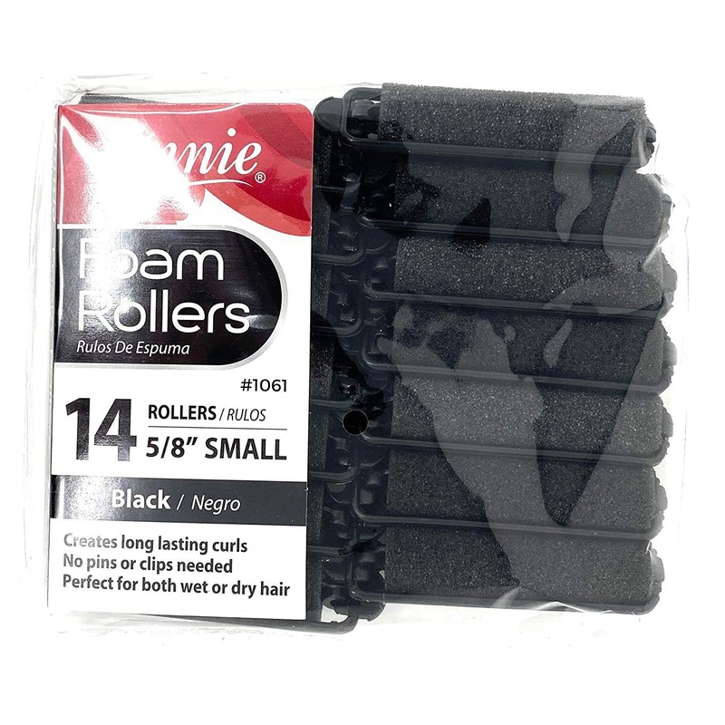 Annie- Salon Style Small Foam Hair Rollers - (5/8") Black