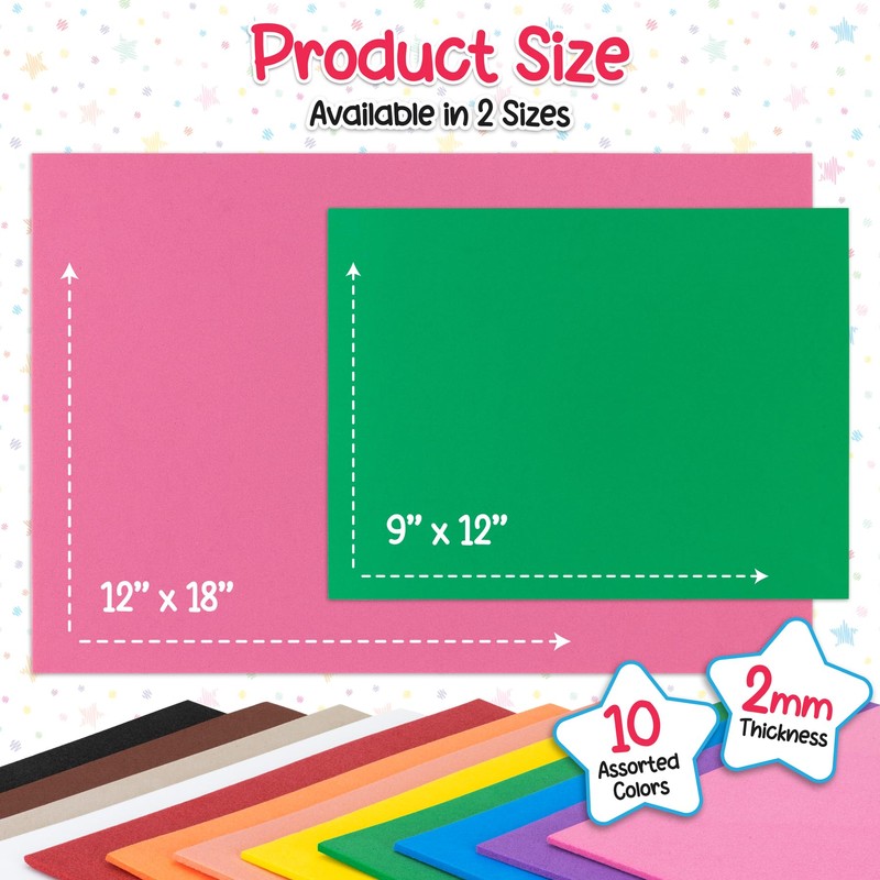 Hygloss - Hojas de Espuma Colorida para Manualidades y Manualidades,