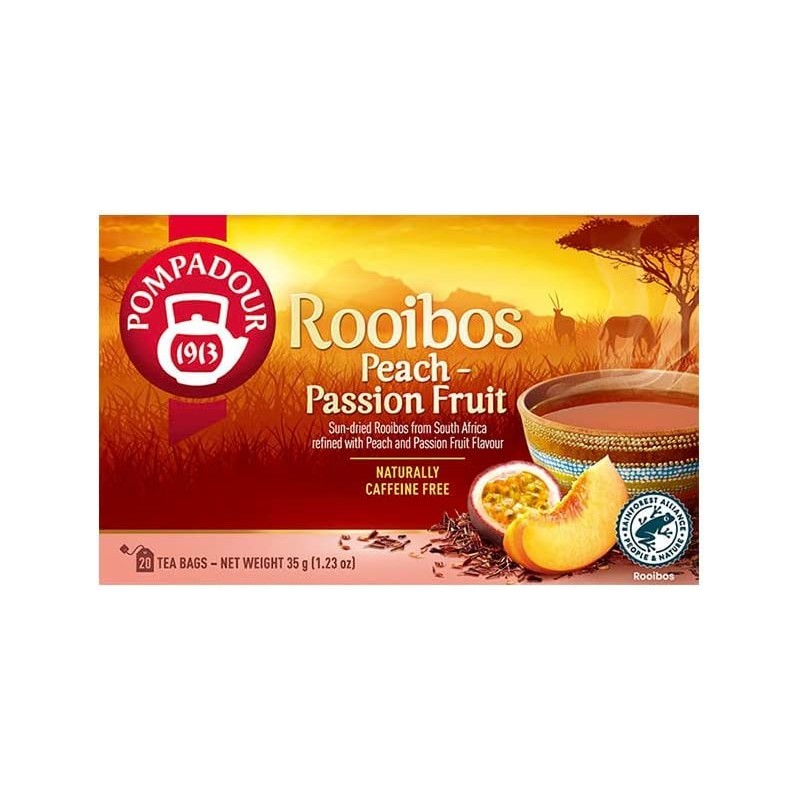 Pompadour Rooibos Tea Peach & Passion Fruit, 1 Box (20
