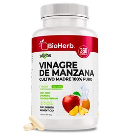 BioHerb® | Vinagre de Manzana Orgánico con Cultivo Madre | 360 Cápsulas de 500 mg | Concentrado 100% Puro | Suplemento Alimenticio | Calidad Premium