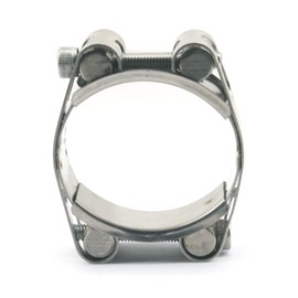50-60mm Heavy Duty T Bolt Hose Clamp 304 Stainless Steel Double Head Double Layer Hose Pipe Clamp Tube Clamps Band Width 20mm(2 Pieces with Wrench)