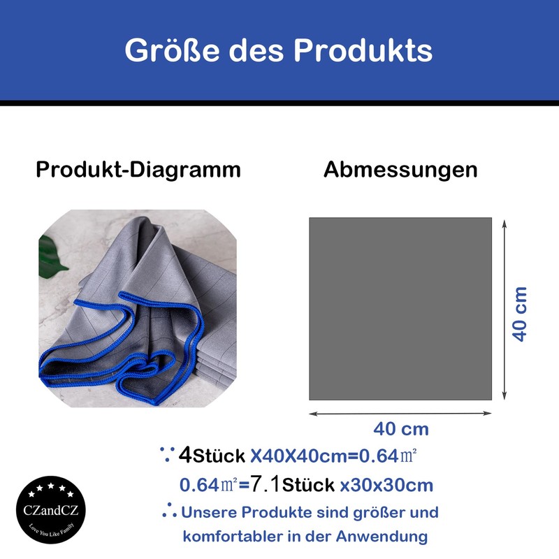 CZandCZ 4 x window cleaning cloths, microfibre cloths, 40 x