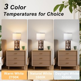 YJSQOEOE Wood Table Lamp, Vintage Nightstand Lamp with USB Charging Ports A/C, Farmhouse Bedside Lamps for Living Room