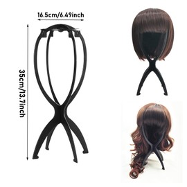 3 Pack Wig Stands, Hat Display stand，Plastic Folding Wig Holder,Portable Wig Head Stands Collapsible Wig Holders for All Wigs and Hats 13.8 Inches（Black）
