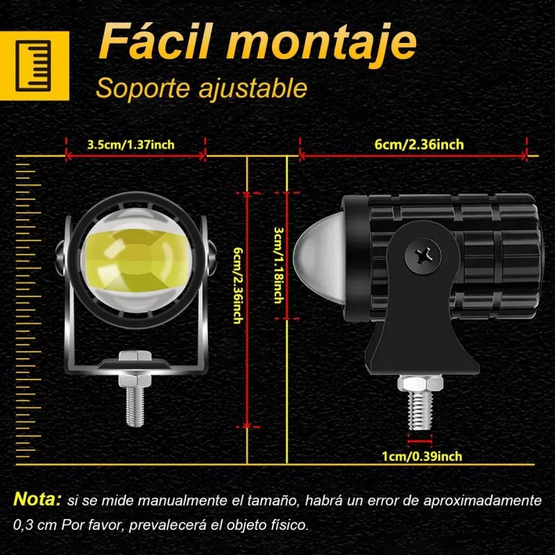 3 Par Faros Luces Led Para Motos Auto Doble Color