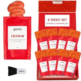 Glorio Renovar 8 Tratamientos De Mascarilla Facial Con Arcilla Potenciadora De Colágeno - Arcilla Roja Rara - Set De Regalo De Belleza De 8 Semanas - 