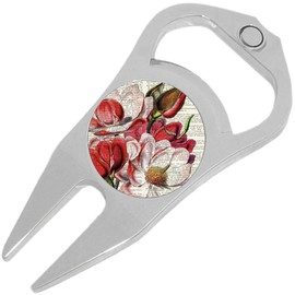 NewCharms Flowers in Book Golf Ball Marker Divot Repair Tool Bottle Opener
