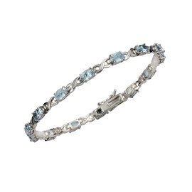 Zeeme Gemstones 358260114 Women's Bracelet 925 Sterling Silver Rhodium-Plated Topaz White 19 cm, Sterling Silver, Topaz