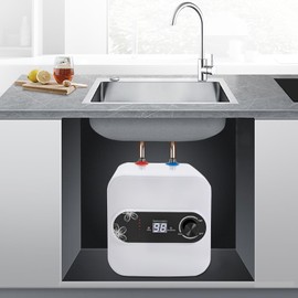 HuaShuani Electric Mini-Tank Water Heater, 110V 8L/2.1 Gallons 1.5KW Instant Point of Use Hot Water Heater for Rv Trailer Bathroom Kitchen Under Sink Counter Cupboard,IPx4 Waterproof Level