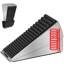 Adjustable Heavy Duty Door Stopper, Spring Loaded with Holder, Tall up to 3 in Strongest Stainless Steel Doorstop for Bottom of Any Heavy Door