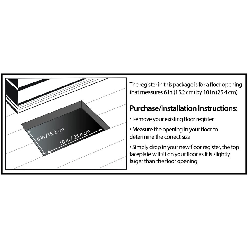 Decor Grates STH610 Classic Collection Floor Register, 6x10 Inches, Textured