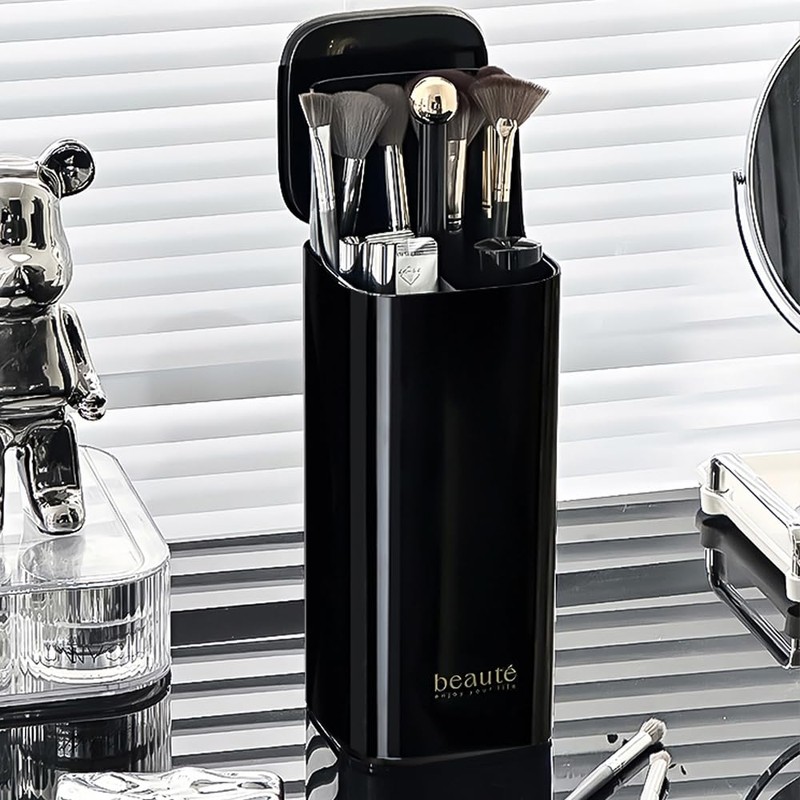 Esdallina Automatic Lifting Makeup Brush Holder with Lid Dustproof Cosmetic