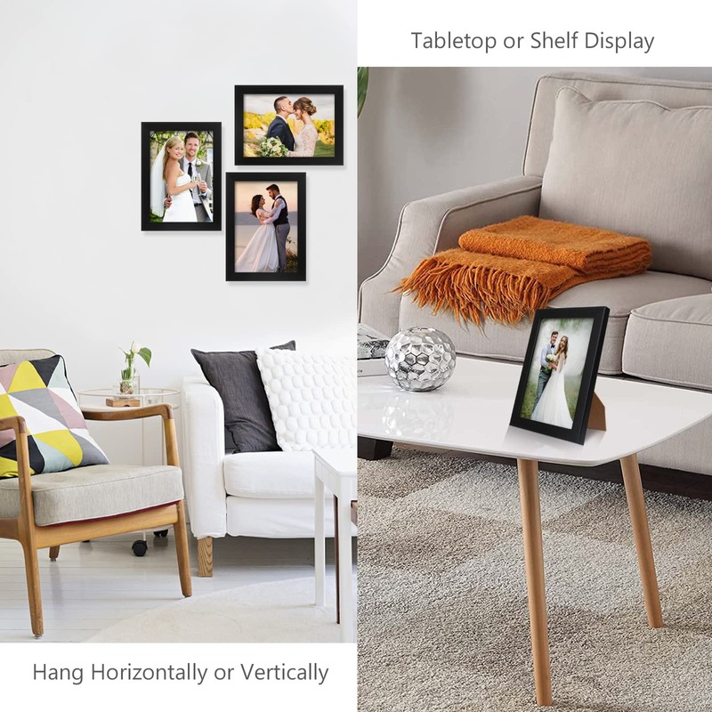 PECULA 2 Pack 4x6 Frames, Black Wall & Tabletop Display,