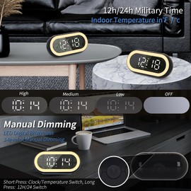 LED Digital Alarm Clock for Bedrooms,Alarm Clocks bedside with 4-Level Nightlight Brightness, Super Loud Dual Alarms, USB Port, Power-Off Memory,12/24h,Temp,Snooze, Desk Clock for Adult Kid (Black)