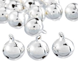 Yalulu 100 Loud Silver Bells with Eyelet Hanging Christmas Decoration Approx. 14 mm