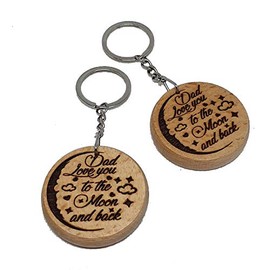 Dad Wooden Keyring Keychain Gift Love You to The Moon and Back