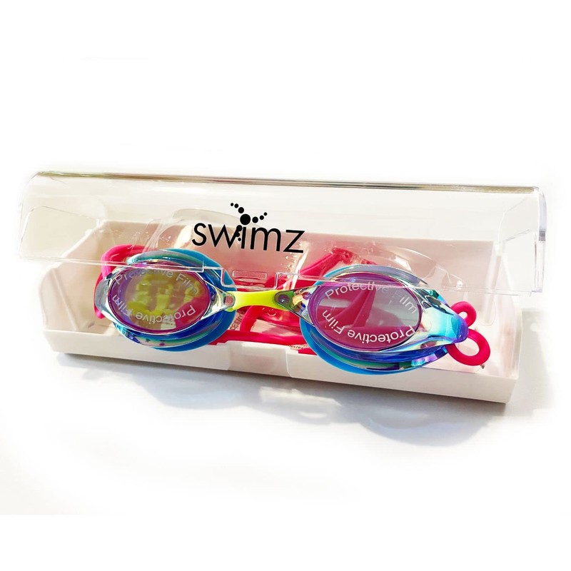Swimz ATOM low profile Mirrored Racing/Training goggles - Blue/Pink