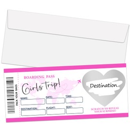 Boarding Pass Girl Trip Ticket, Pink Boarding Pass Gift Ticket, 1 Set DIY Scratch-Off Travel Tickets With Envelopes, Surprise Birthday Holiday Trip Reveal Gifts Cards -07