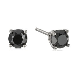 Vir Jewels 1/2 cttw Black Diamond Stud Earrings 14K White Gold Round Push Backs Prong Set