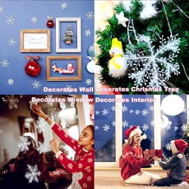 Jusduit Snowflakes Decoration, White, Pack of 60 Snowflakes, Christmas Decoration, Glitter, Snowflakes, Christmas Tree Decoration, White Snowflakes, Hanging Pendant for Christmas Decoration