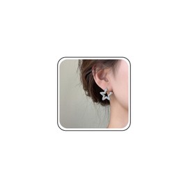 Ximdble Vintage Metal Star Stud Earrings Matte Star Dangle Earrings Open Hammered Star Earrings Silver Statement Earrings for Women