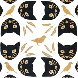 Gift Wrap - Meow Meow - White/Black/Metallic Black