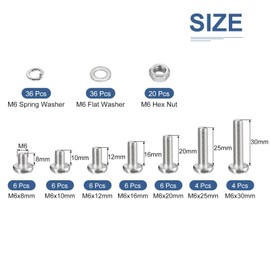 DTGN 128Pcs Machine Screws Assortment Kit, M6 Phillips Pan Head Nut and Bolt Assortment Kit, 8/10/12/16/20/25/30mm Metric Bolt Assortment, 304 Stainless Steel With Washers